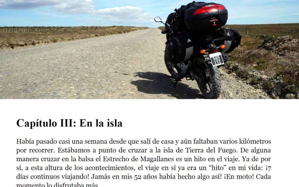 Libro "Crónicas de mi primer viaje en moto" capítulo 3