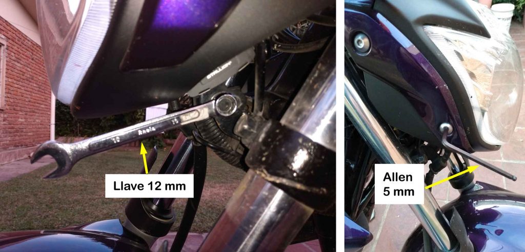 Herramientas para cambio lámpara faro delantero Yamaha Fazer YS 250