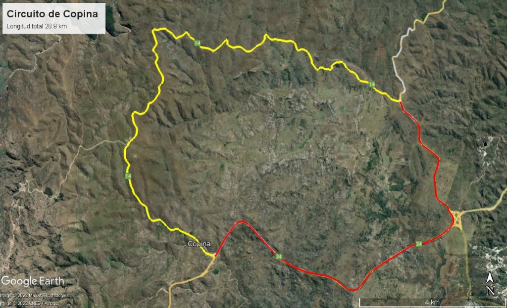 Mapa circuito Camino de Copina - Córdoba
